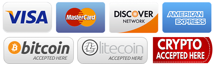 All Payments accepted, Bitcoin and Crypto Accepted
