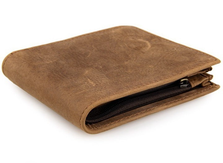 Luxury Coffee and Light Brown Men's Genuine Leather Short Wallet